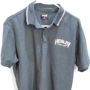 Hurley Since 1999 Men's Dark Gray Polo Shirt With White Pinstriped Collar Size-M